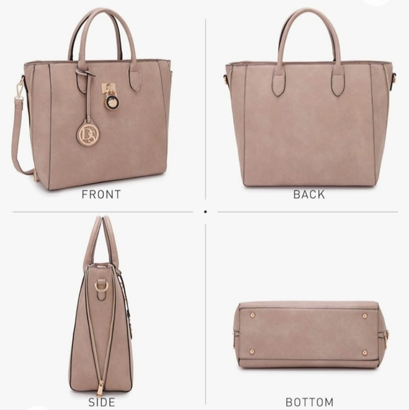 New Beige Nude Office School Laptop Computer Crossbody Handbag Purse Bag - Picture 4 of 15